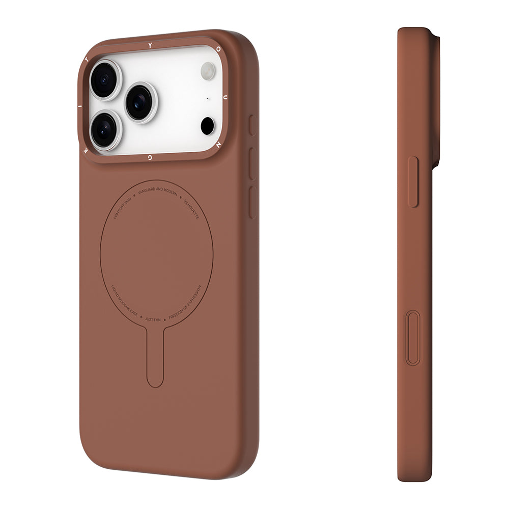 Apple iPhone 18 Pro Kılıf M-Safe Şarj Özellikli Youngkit Morandi Serisi Kapak Kahverengi