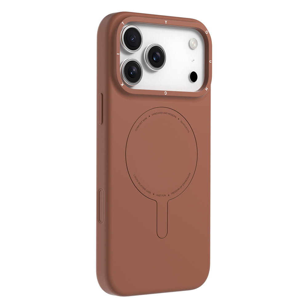 Apple iPhone 18 Pro Kılıf M-Safe Şarj Özellikli Youngkit Morandi Serisi Kapak Kahverengi
