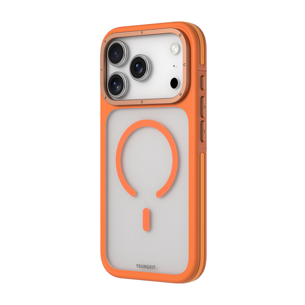 Apple iPhone 18 Pro Kılıf M-safe Şarj Özellikli Youngkit Rock Sand Serisi Kapak Gri