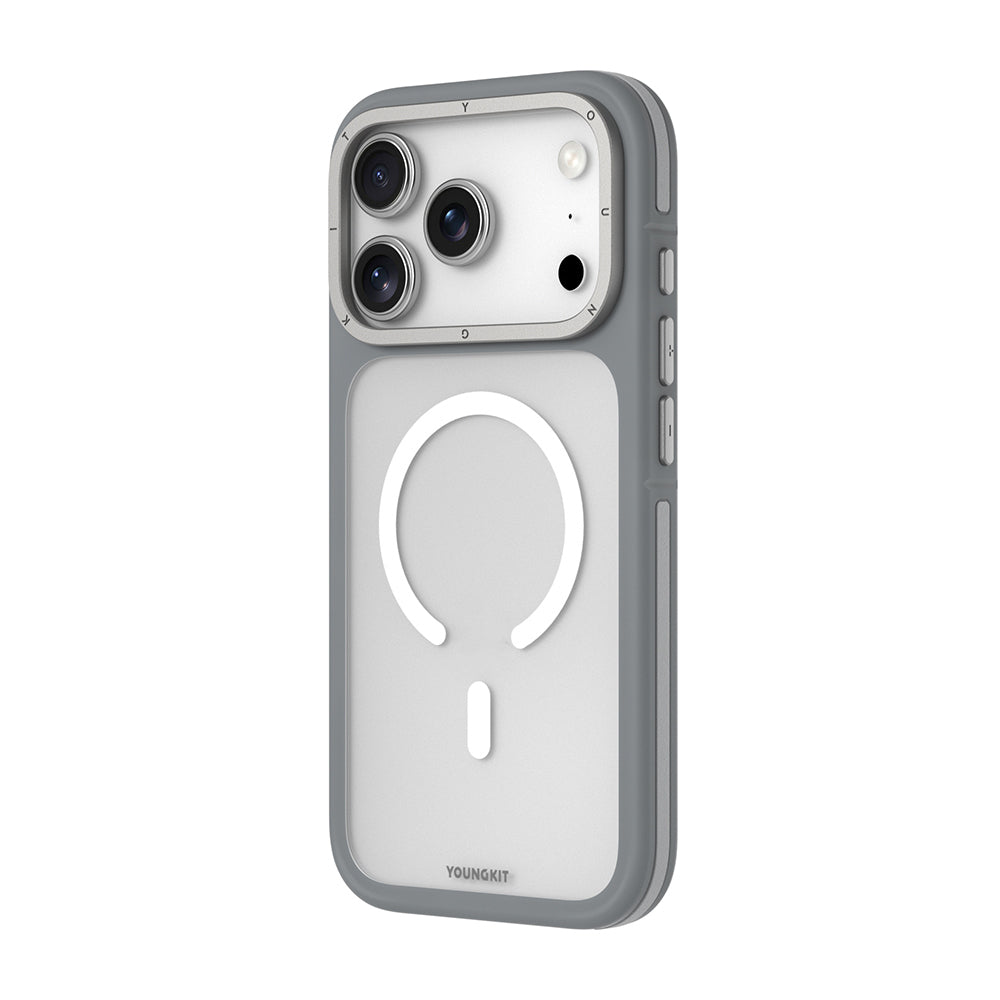 Apple iPhone 18 Pro Kılıf M-safe Şarj Özellikli Youngkit Rock Sand Serisi Kapak Siyah