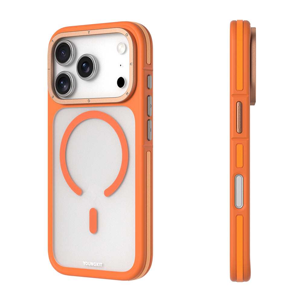 Apple iPhone 18 Pro Kılıf M-safe Şarj Özellikli Youngkit Rock Sand Serisi Kapak Siyah