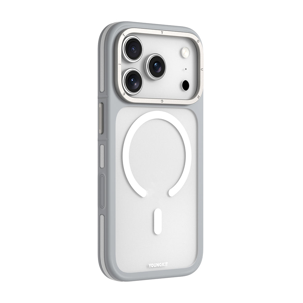 Apple iPhone 18 Pro Kılıf M-safe Şarj Özellikli Youngkit Rock Sand Serisi Kapak Siyah