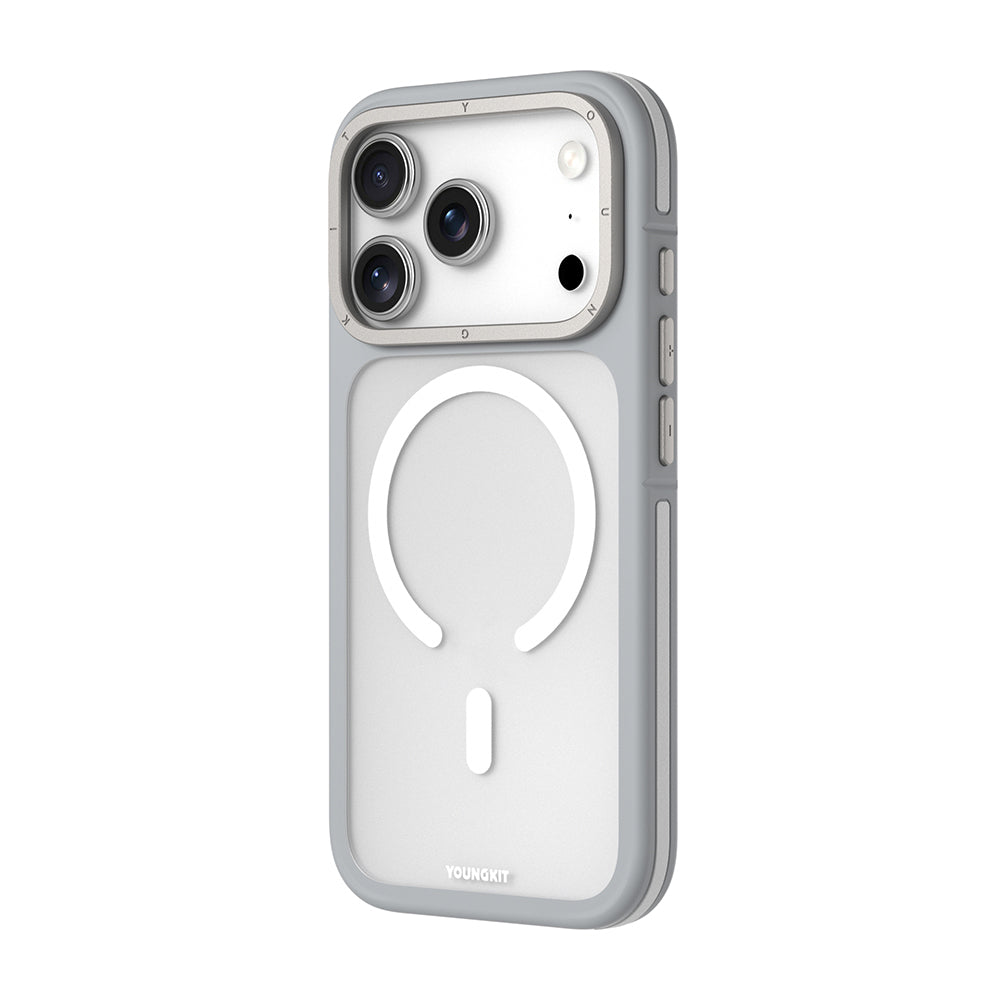 Apple iPhone 18 Pro Kılıf M-safe Şarj Özellikli Youngkit Rock Sand Serisi Kapak Turuncu