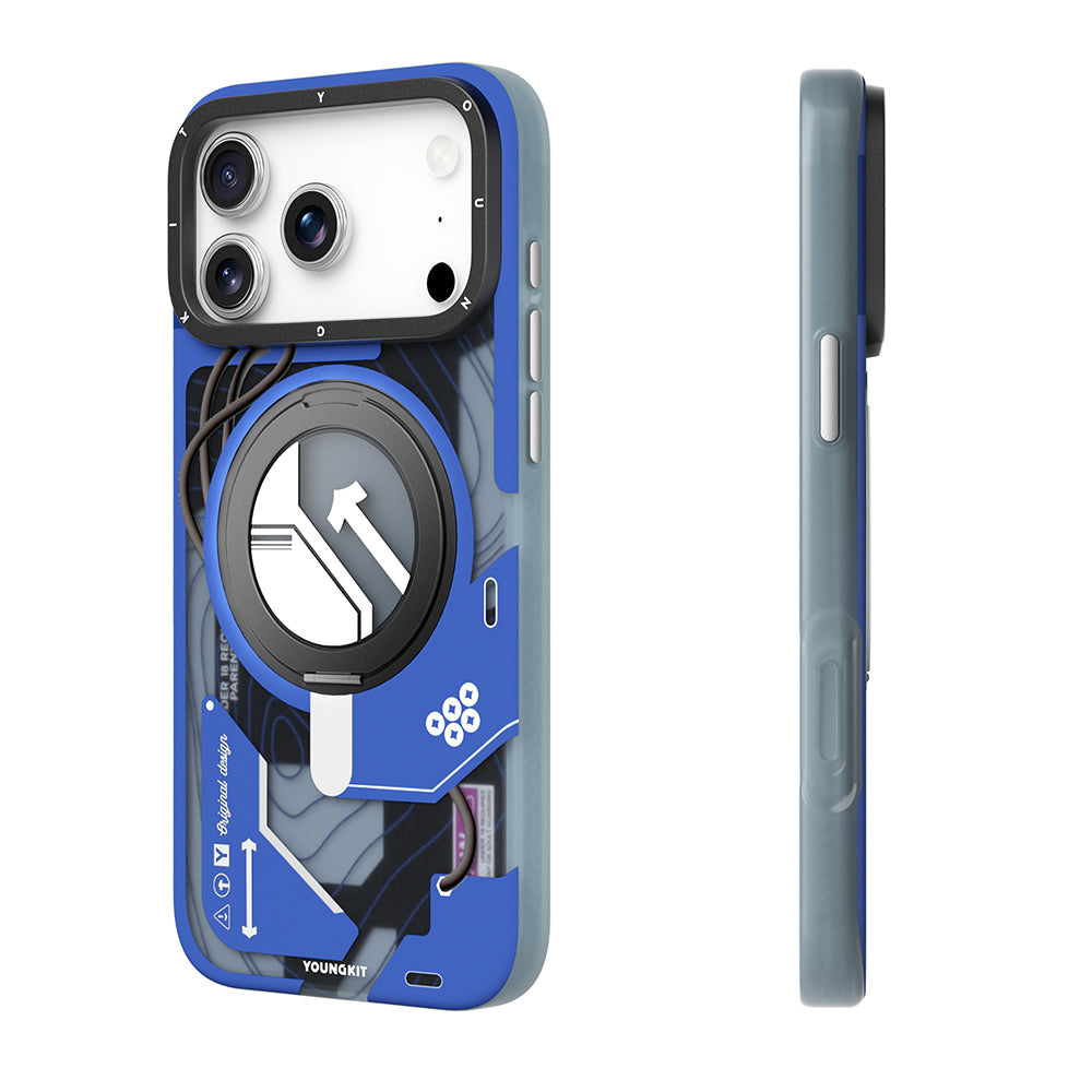 Apple iPhone 18 Pro Kılıf M-safe Şarj Özellikli Youngkit Starship Serisi Kapak Mavi