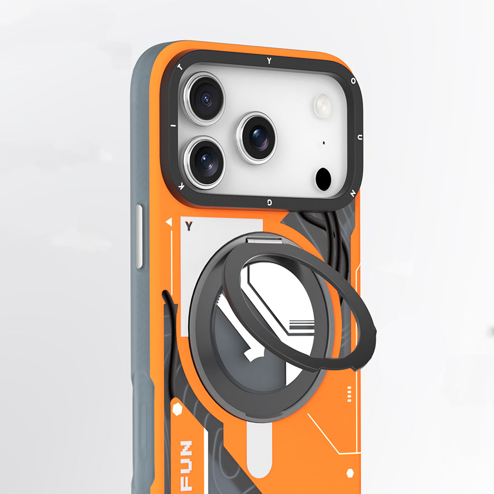 Apple iPhone 18 Pro Kılıf M-safe Şarj Özellikli Youngkit Starship Serisi Kapak Turuncu