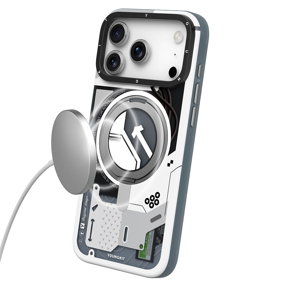 Apple iPhone 18 Pro Kılıf M-safe Şarj Özellikli Youngkit Starship Serisi Kapak Mavi