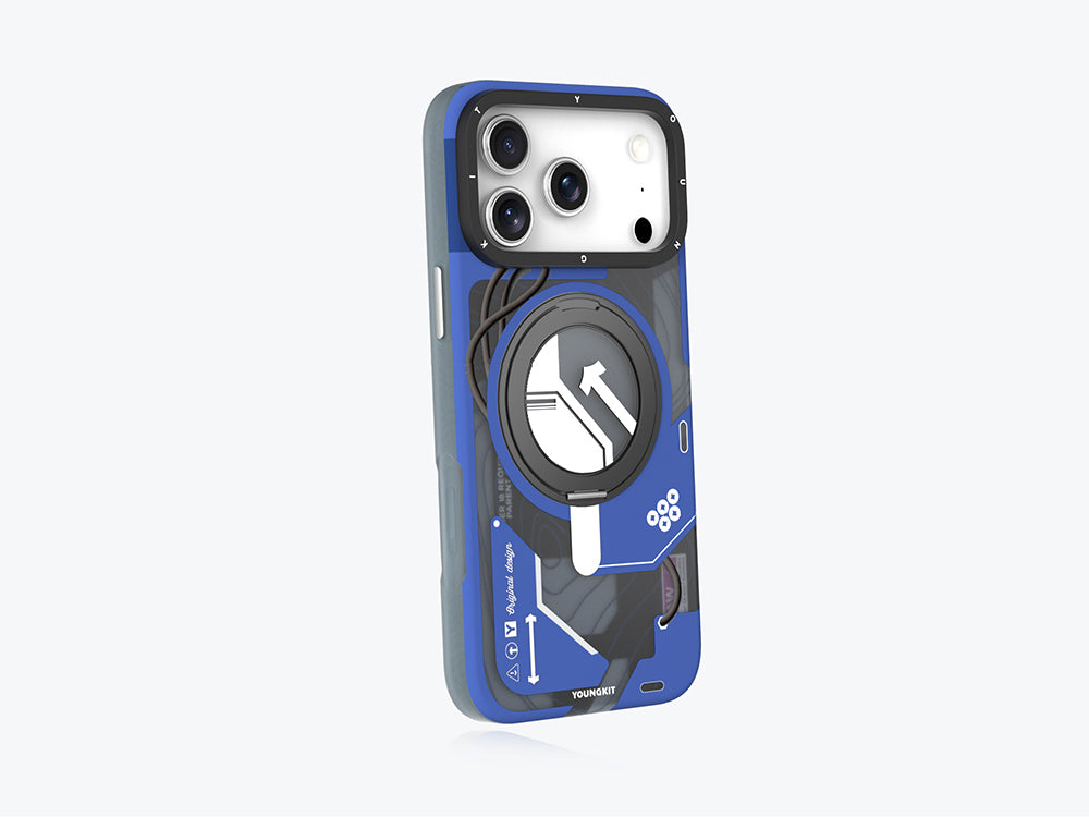 Apple iPhone 18 Pro Kılıf M-safe Şarj Özellikli Youngkit Starship Serisi Kapak Mavi