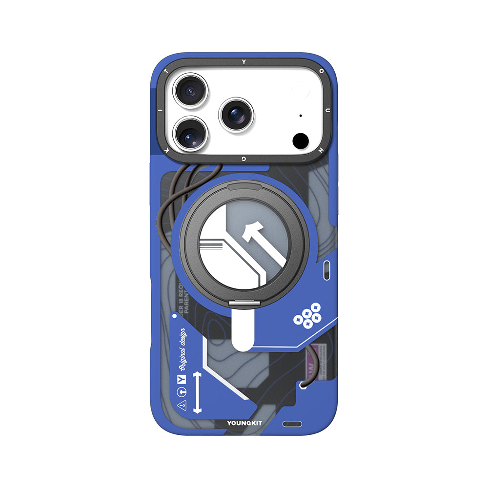 Apple iPhone 18 Pro Kılıf M-safe Şarj Özellikli Youngkit Starship Serisi Kapak Mavi
