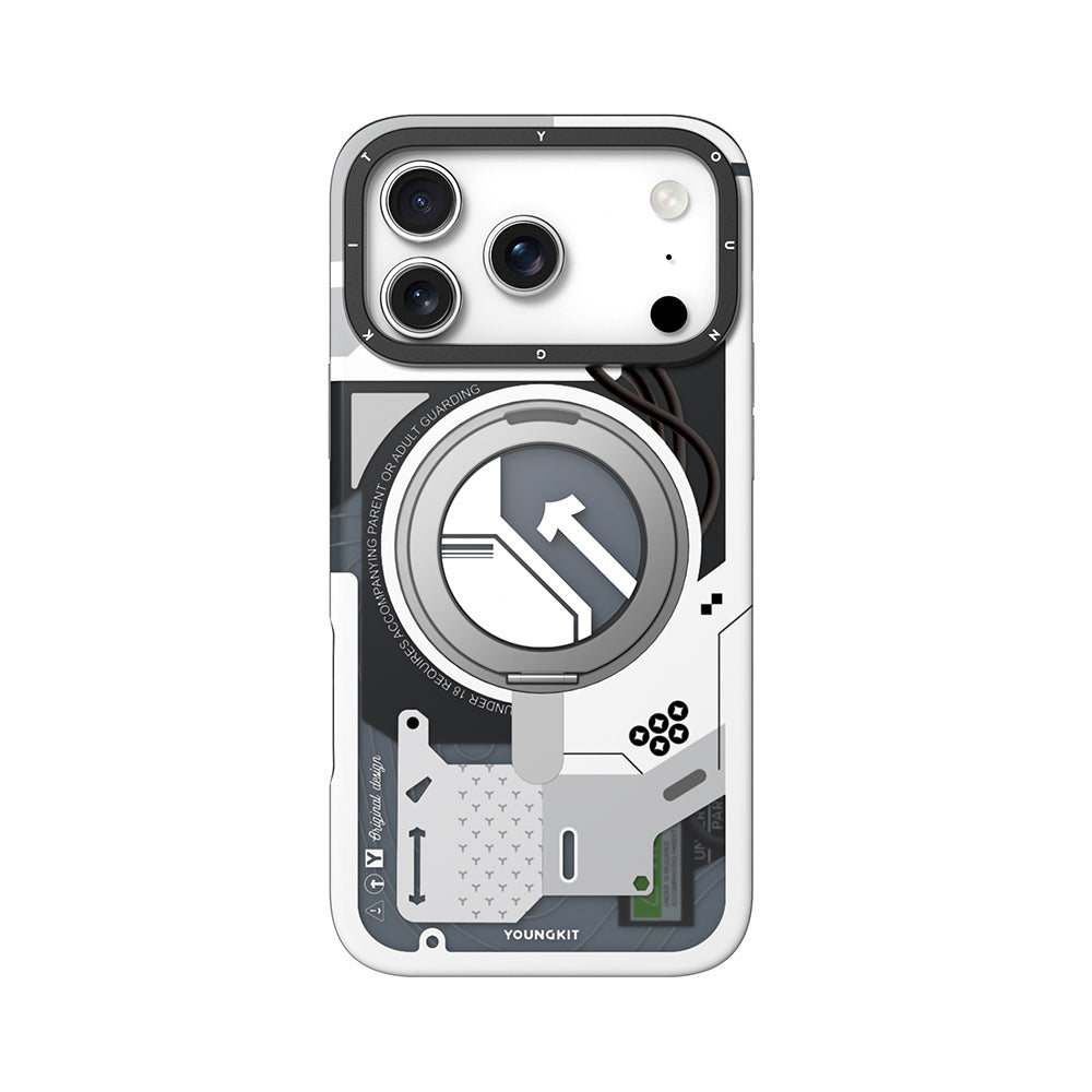 Apple iPhone 18 Pro Kılıf M-safe Şarj Özellikli Youngkit Starship Serisi Kapak Beyaz