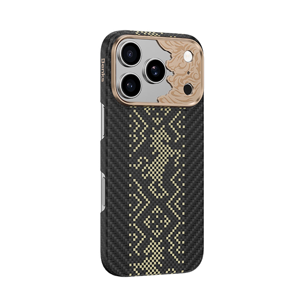 Apple iPhone 18 Pro Kılıf M-safe Şarj Özellikli Yükseltilmiş Kamera Çerçeveli Benks ArmorAir Knight Serisi C1 Kevlar Kapak Siyah