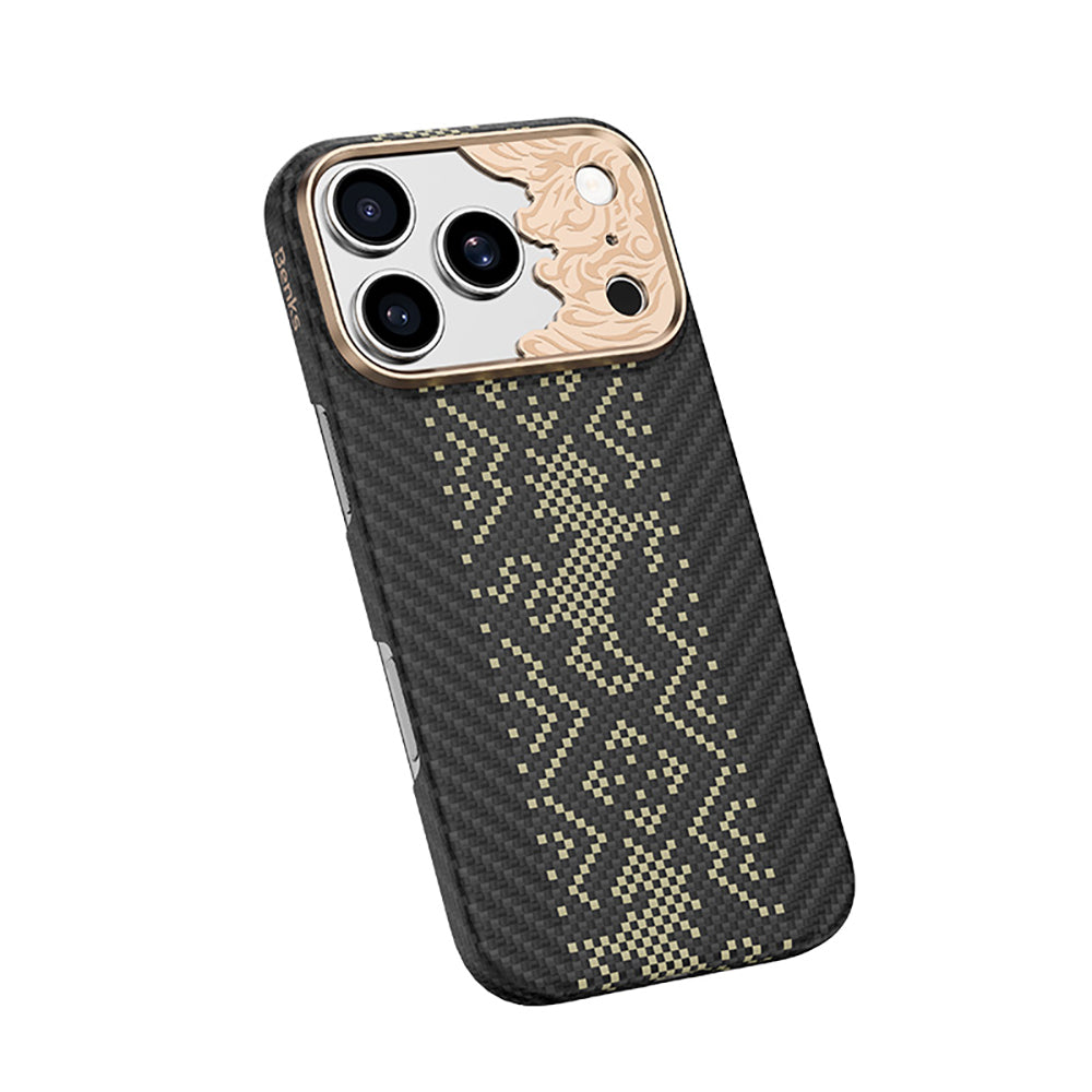 Apple iPhone 18 Pro Kılıf M-safe Şarj Özellikli Yükseltilmiş Kamera Çerçeveli Benks ArmorAir Knight Serisi C1 Kevlar Kapak Siyah