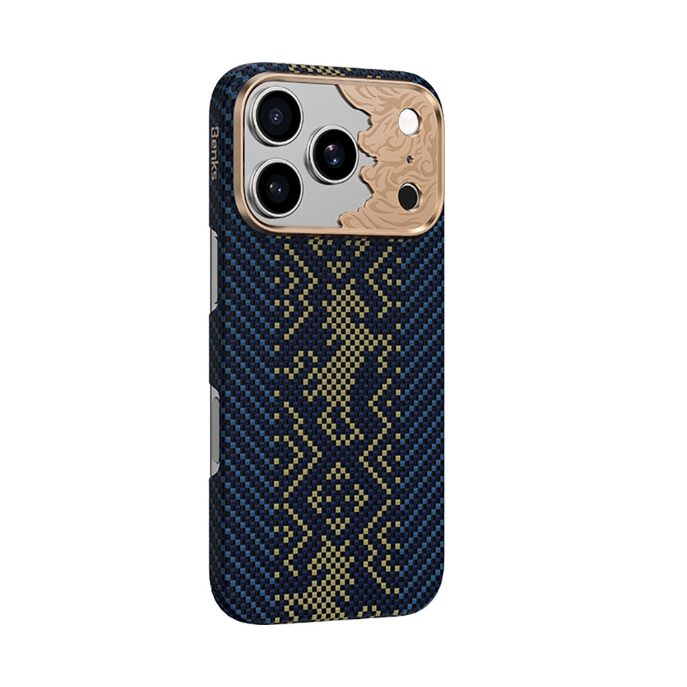 Apple iPhone 18 Pro Kılıf M-safe Şarj Özellikli Yükseltilmiş Kamera Çerçeveli Benks ArmorAir Knight Serisi C1 Kevlar Kapak Lacivert