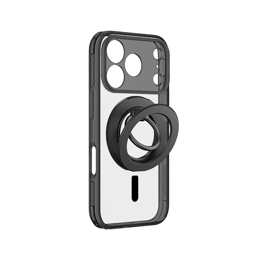 Apple iPhone 18 Pro Kılıf M-safe Şarj Özellikli Yüzük Standlı Amazingthing Titan Pro Grip Ring Serisi Kapak Siyah