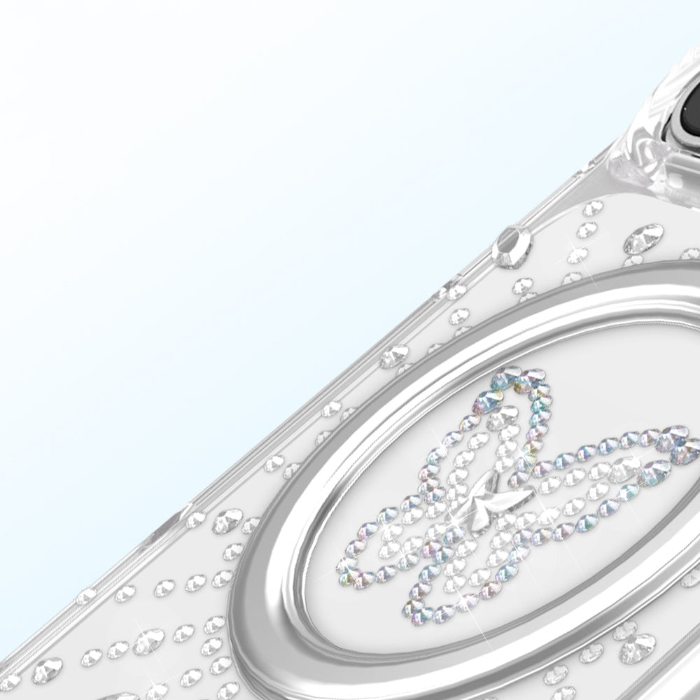 Apple iPhone 18 Pro Kılıf M-Safe Şarj Özellikli Zore Paris Mova Sert PC Kapak Şeffaf-Beyaz