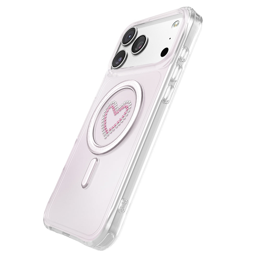 Apple iPhone 18 Pro Kılıf M-Safe Şarj Özellikli Zore Paris Mova Sert PC Kapak Pembe