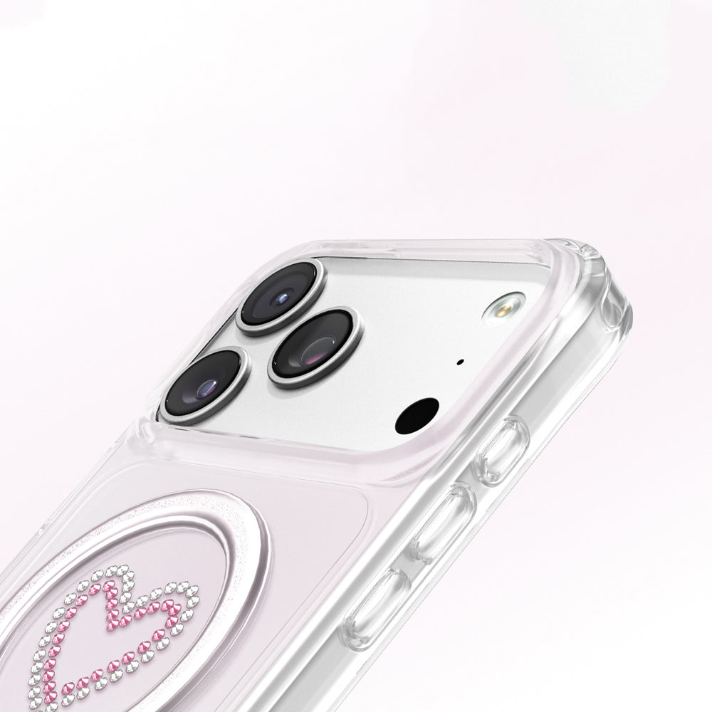 Apple iPhone 18 Pro Kılıf M-Safe Şarj Özellikli Zore Paris Mova Sert PC Kapak Pembe