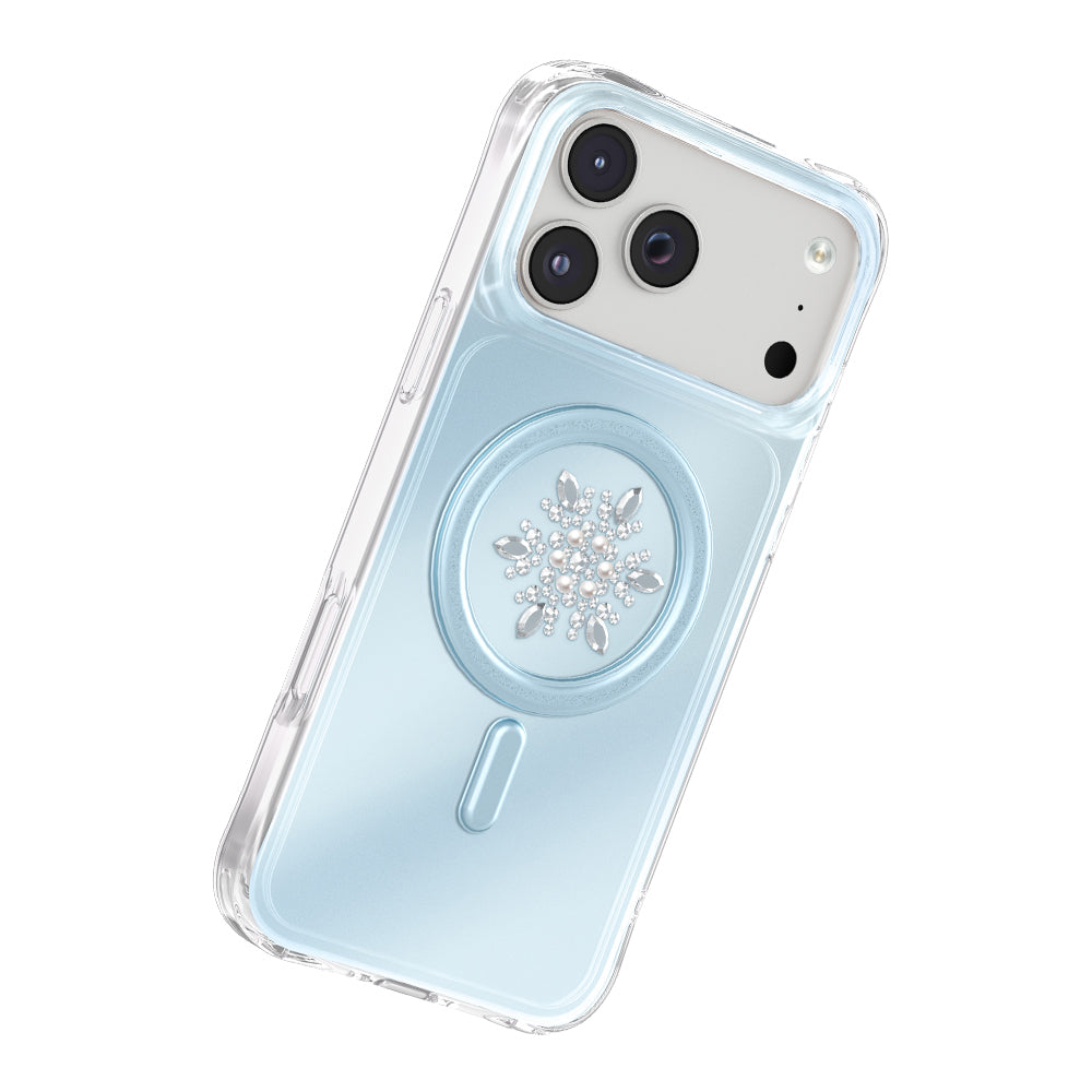 Apple iPhone 18 Pro Kılıf M-Safe Şarj Özellikli Zore Paris Mova Sert PC Kapak Mavi