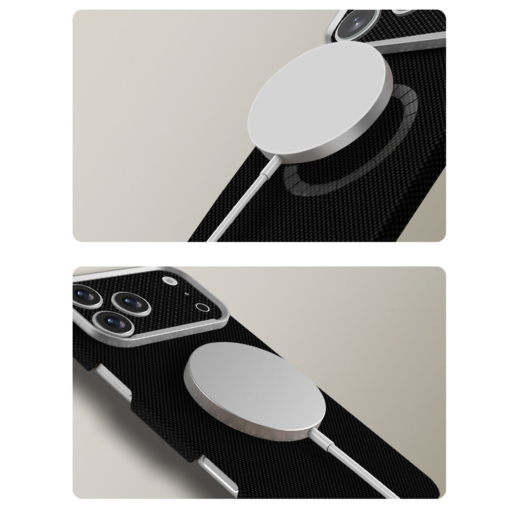 Apple iPhone 18 Pro Kılıf M-Safe Şarj Özellikli Zore Paris Zerre Sert PC Kapak Derin Mor