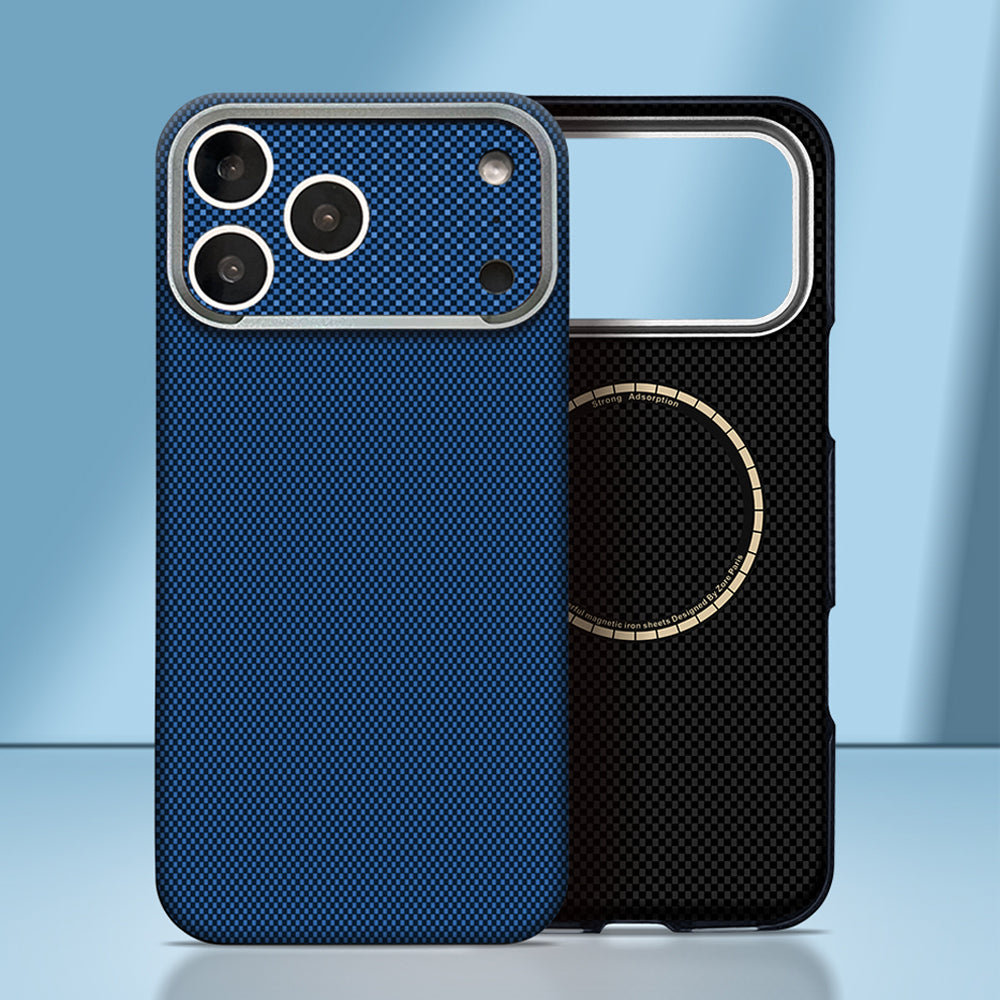 Apple iPhone 18 Pro Kılıf M-Safe Şarj Özellikli Zore Paris Zerre Sert PC Kapak Lacivert