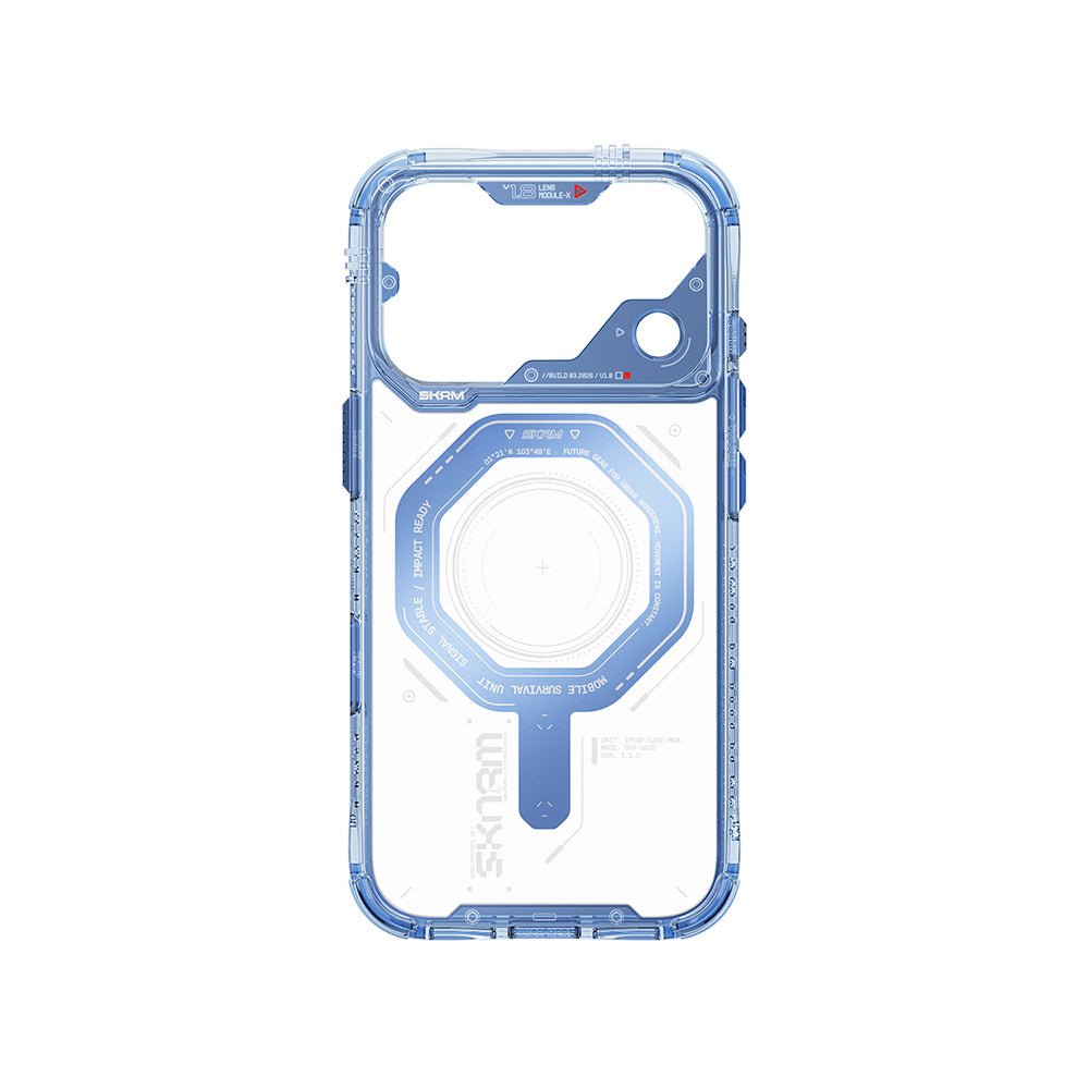 Apple iPhone 18 Pro Kılıf SkinArma M-safe Şarj Özellikli Airbag Tasarımlı Magma Kapak Mavi