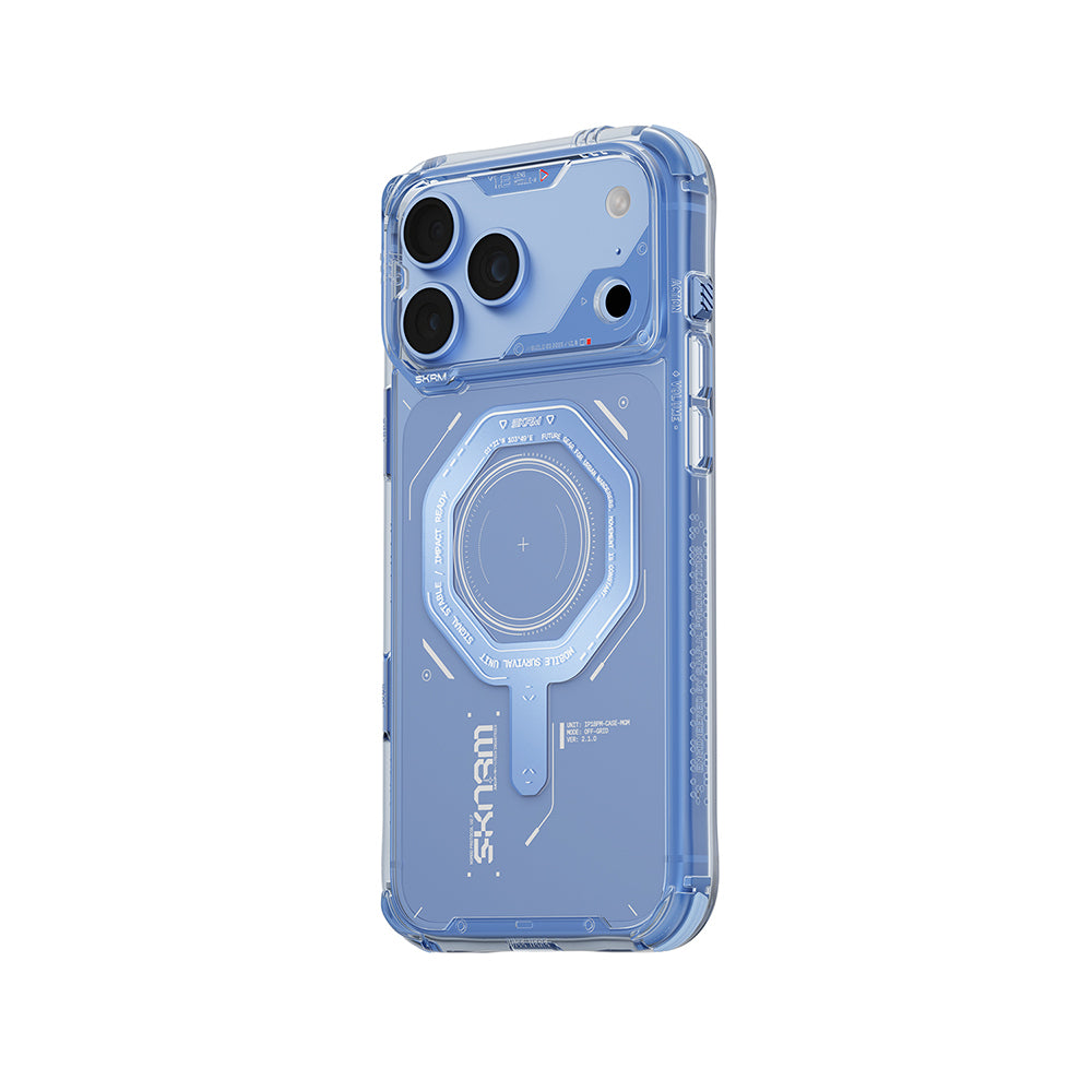 Apple iPhone 18 Pro Kılıf SkinArma M-safe Şarj Özellikli Airbag Tasarımlı Magma Kapak Mavi