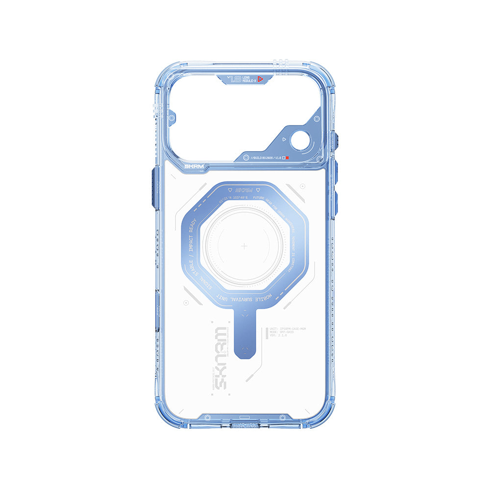 Apple iPhone 18 Pro Kılıf SkinArma M-safe Şarj Özellikli Airbag Tasarımlı Magma Kapak Mavi