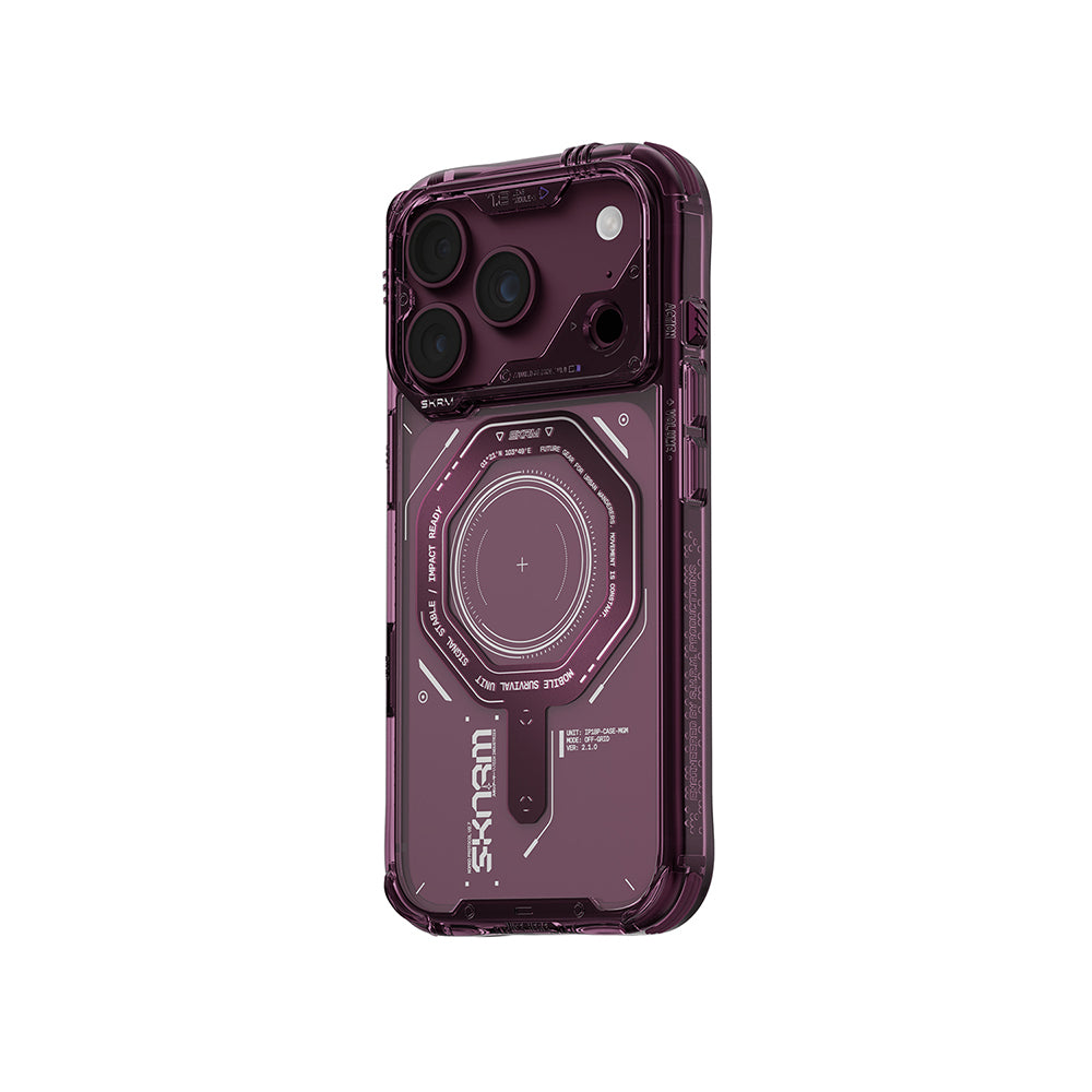 Apple iPhone 18 Pro Kılıf SkinArma M-safe Şarj Özellikli Airbag Tasarımlı Magma Kapak Bordo