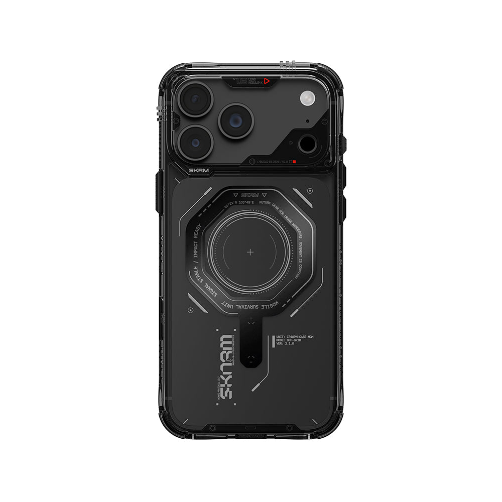 Apple iPhone 18 Pro Kılıf SkinArma M-safe Şarj Özellikli Airbag Tasarımlı Magma Kapak Füme