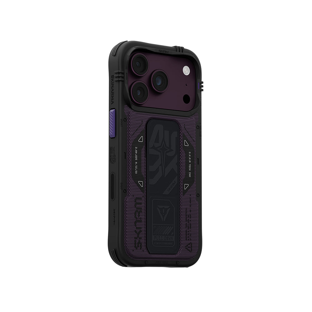Apple iPhone 18 Pro Kılıf SkinArma M-safe Şarj Özellikli Airbag Tasarımlı Standlı Phantom Kapak Bordo