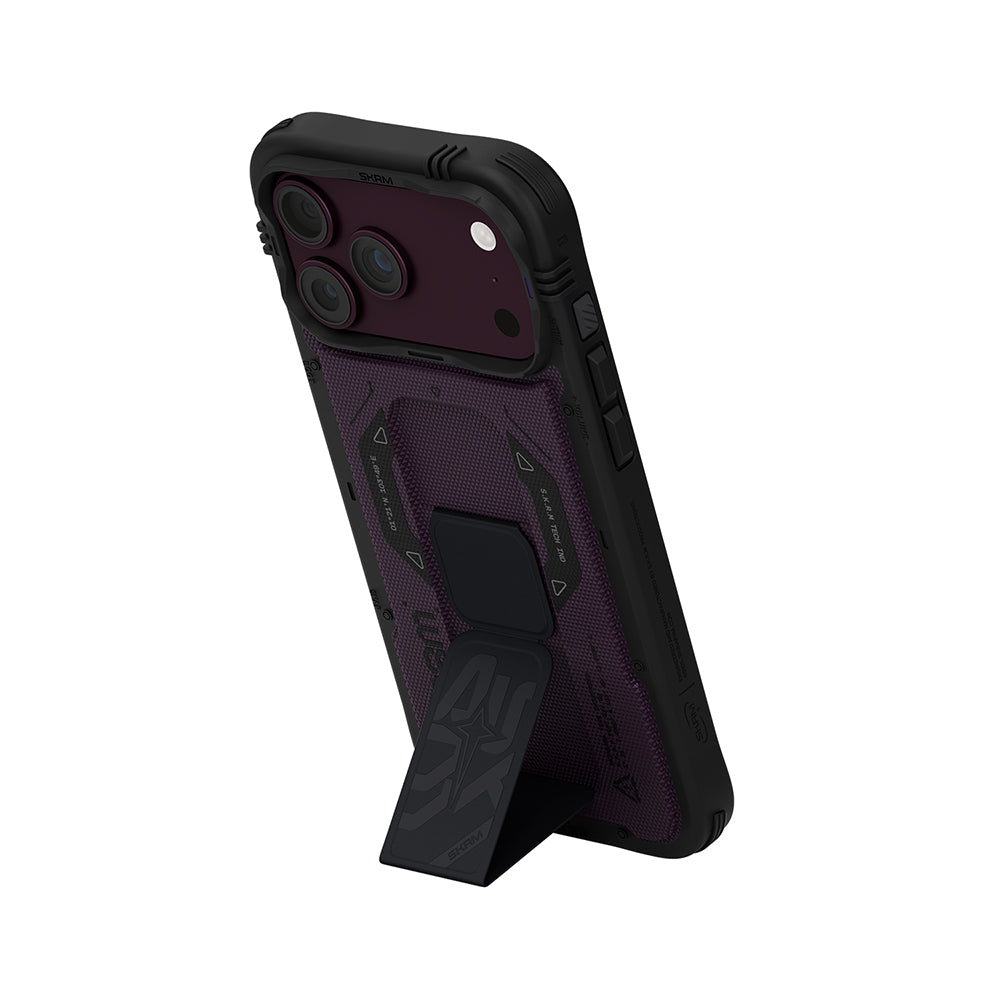 Apple iPhone 18 Pro Kılıf SkinArma M-safe Şarj Özellikli Airbag Tasarımlı Standlı Phantom Kapak Bordo