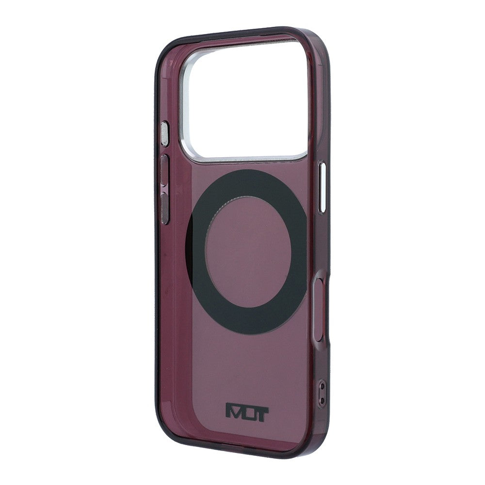 Apple iPhone 18 Pro Kılıf TUMI Orjinal Lisanslı M-safe Şarj Özellikli 360 Derece Dönebilen Standlı Transparan Kapak Bordo