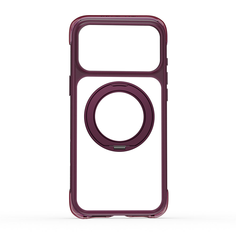 Apple iPhone 18 Pro Kılıf Wiwu AG-203 AeroGuard Ultra Serisi M-safe Şarj Özellikli Airbag Tasarımlı Standlı Kapak Bordo