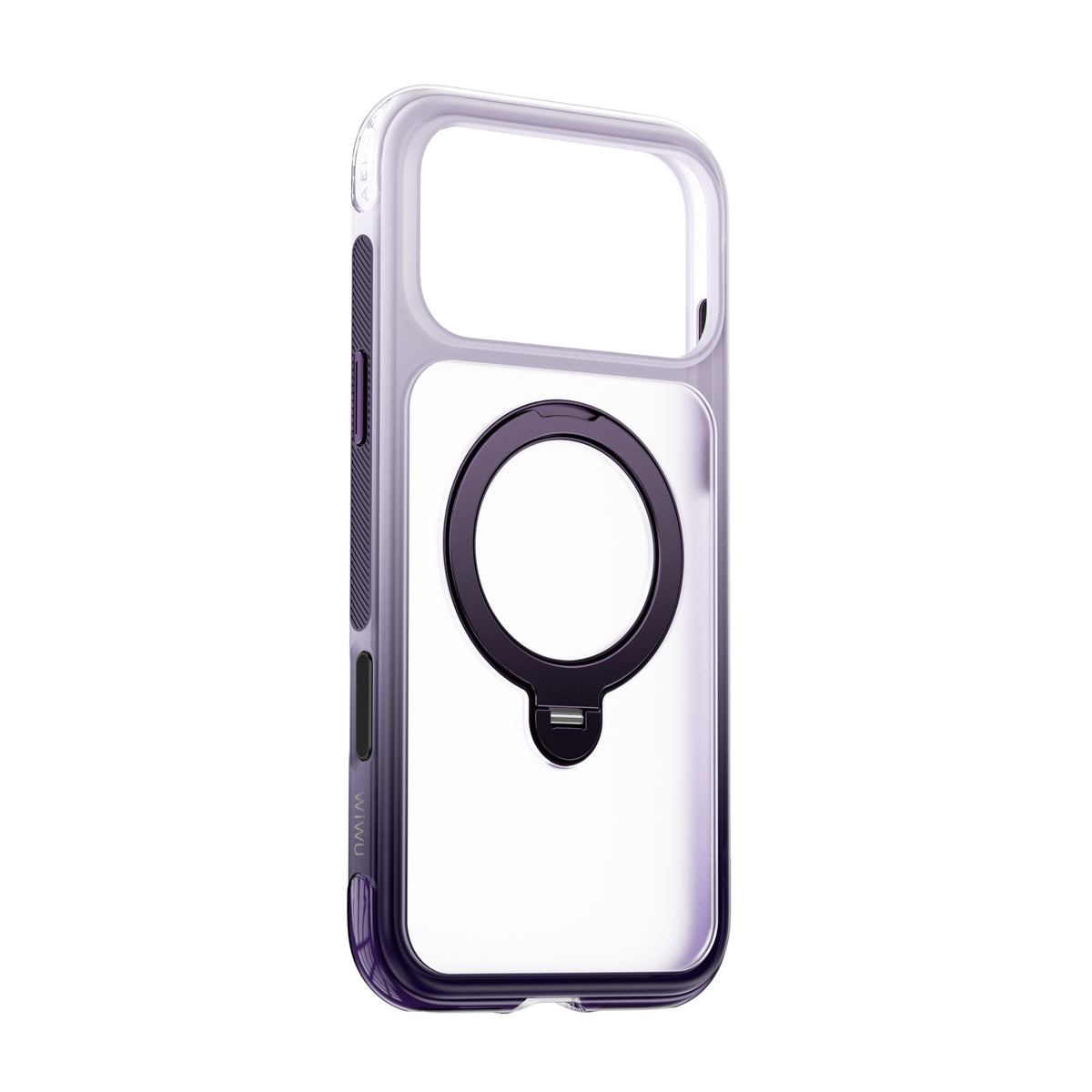 Apple iPhone 18 Pro Kılıf Wiwu AS-204 AeroShield Aurora Ultra Serisi M-safe Şarj Özellikli Airbag Tasarımlı Standlı Kapak Mor
