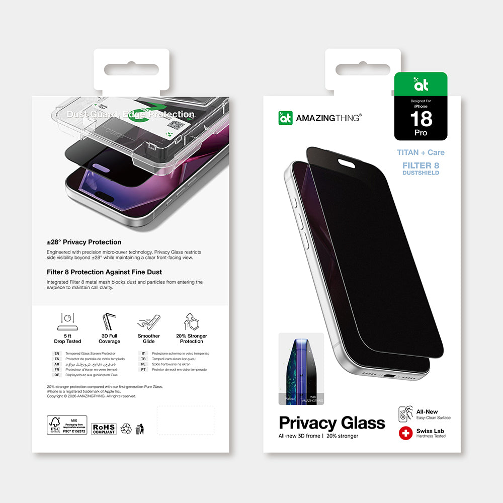 Apple iPhone 18 Pro Max Amazingthing Titan Privacy Parmak İzi Bırakmayan Temperli Cam Ekran Koruyucu Siyah