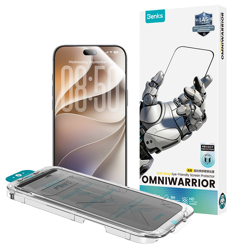 Apple iPhone 18 Pro Max Benks OmniWarrior Privacy Cam Ekran Koruyucu + Kolay Uygulama Aparatlı Siyah