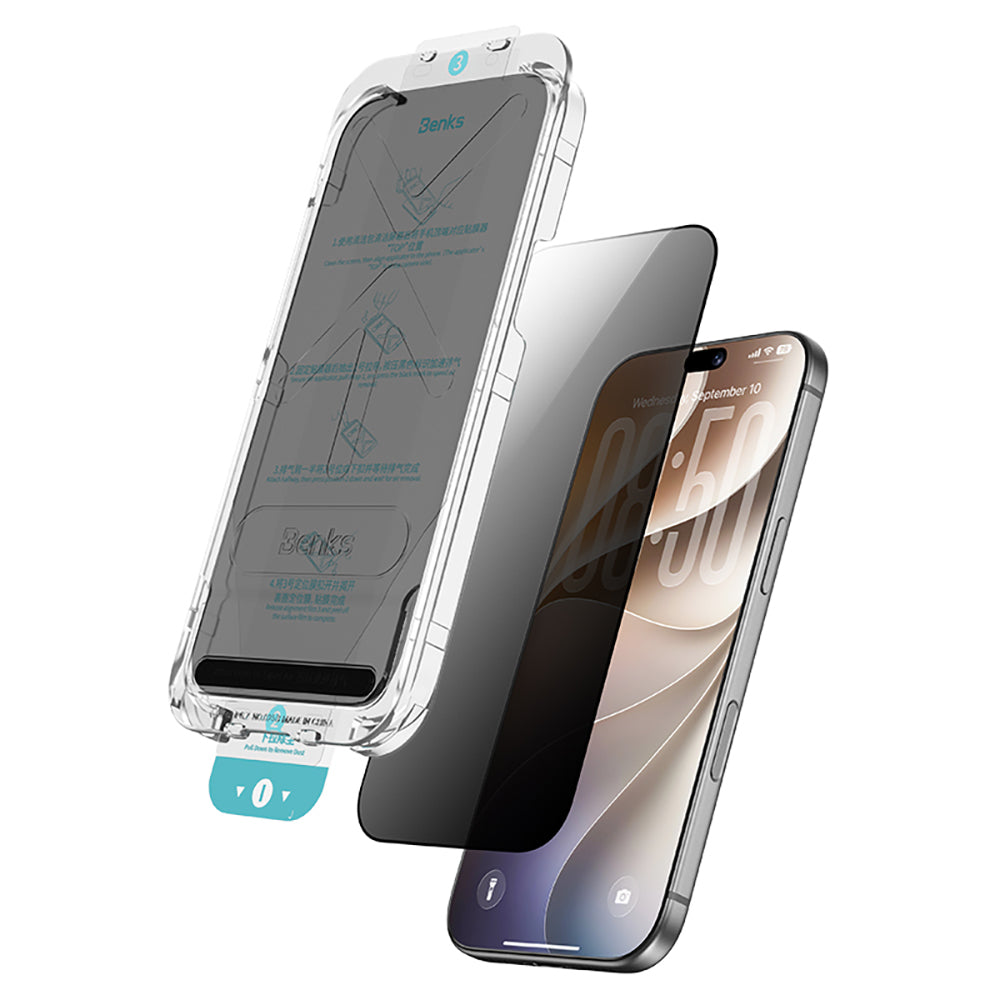 Apple iPhone 18 Pro Max Benks OmniWarrior Privacy Cam Ekran Koruyucu + Kolay Uygulama Aparatlı Siyah