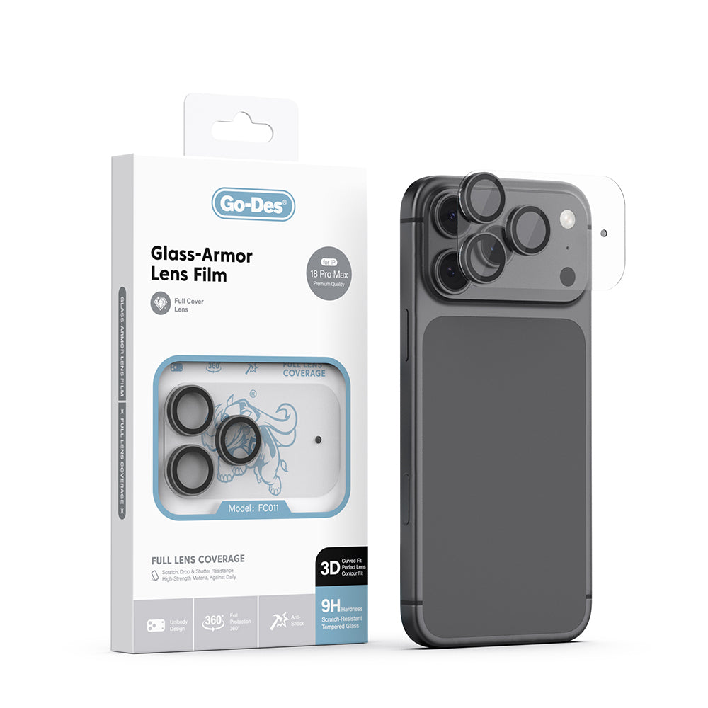 Apple iPhone 18 Pro Max Go Des FC011 Glass Armor Serisi Kamera Lens Koruyucu Siyah