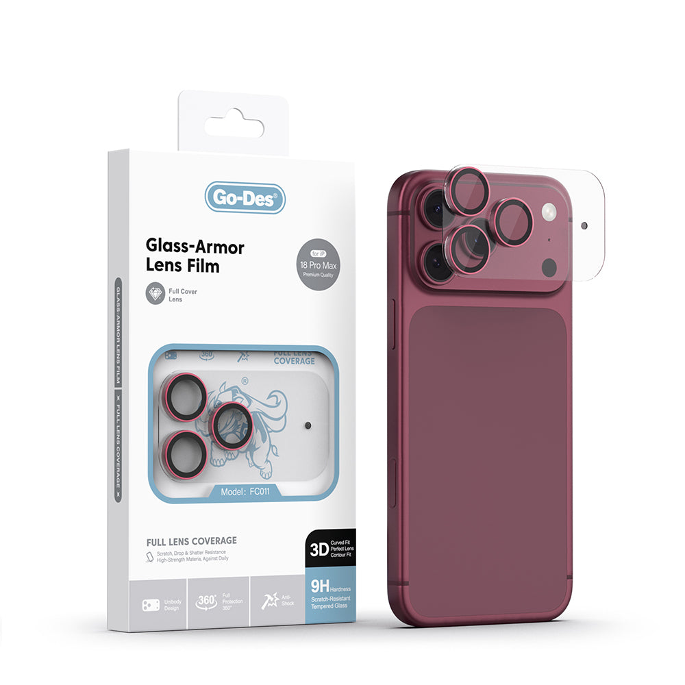Apple iPhone 18 Pro Max Go Des FC011 Glass Armor Serisi Kamera Lens Koruyucu Bordo