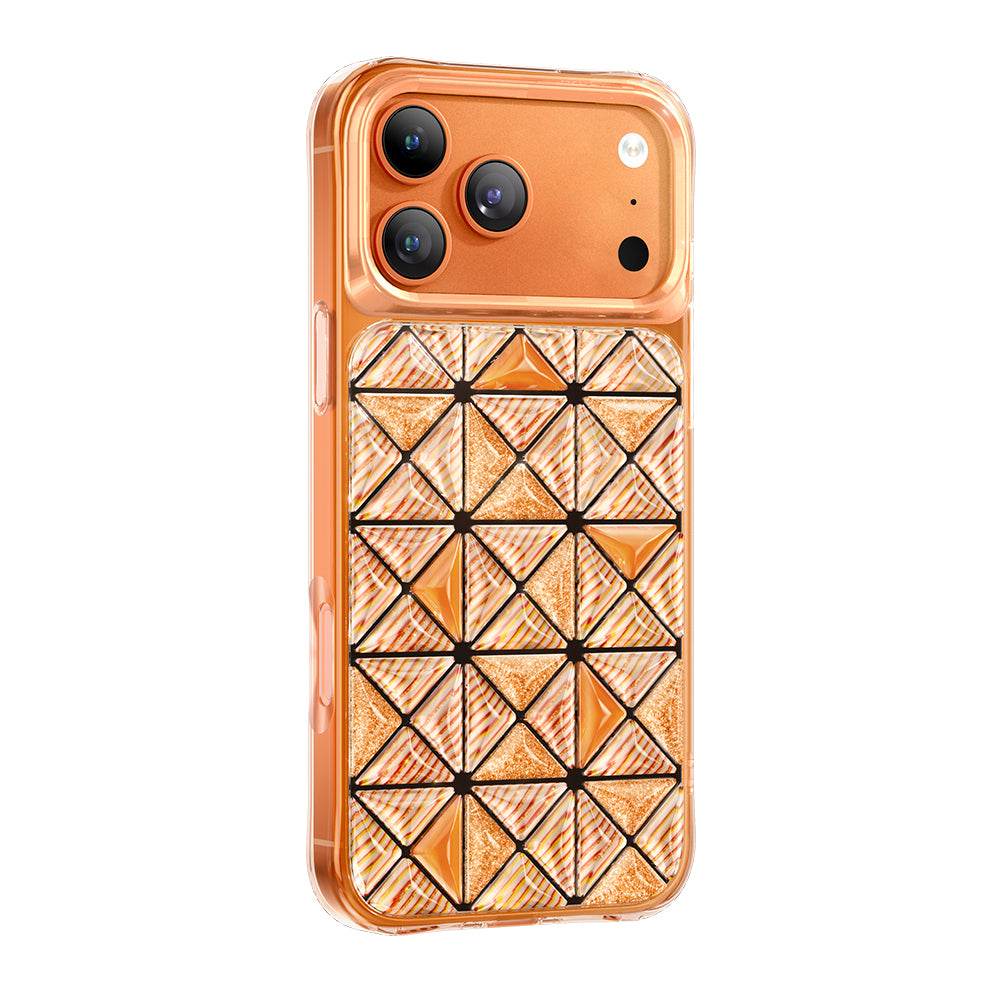 Apple iPhone 18 Pro Max Kılıf 3D Buz Blok Desenli Zore Paris Kairo TPU Kapak Turuncu