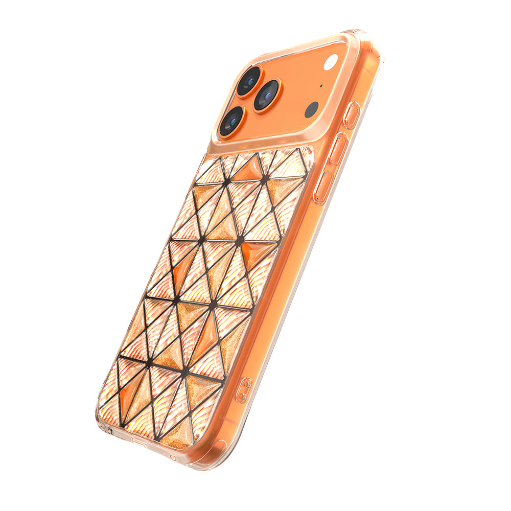 Apple iPhone 18 Pro Max Kılıf 3D Buz Blok Desenli Zore Paris Kairo TPU Kapak Turuncu