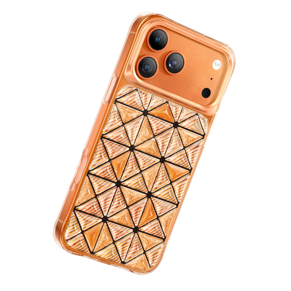 Apple iPhone 18 Pro Max Kılıf 3D Buz Blok Desenli Zore Paris Kairo TPU Kapak Turuncu