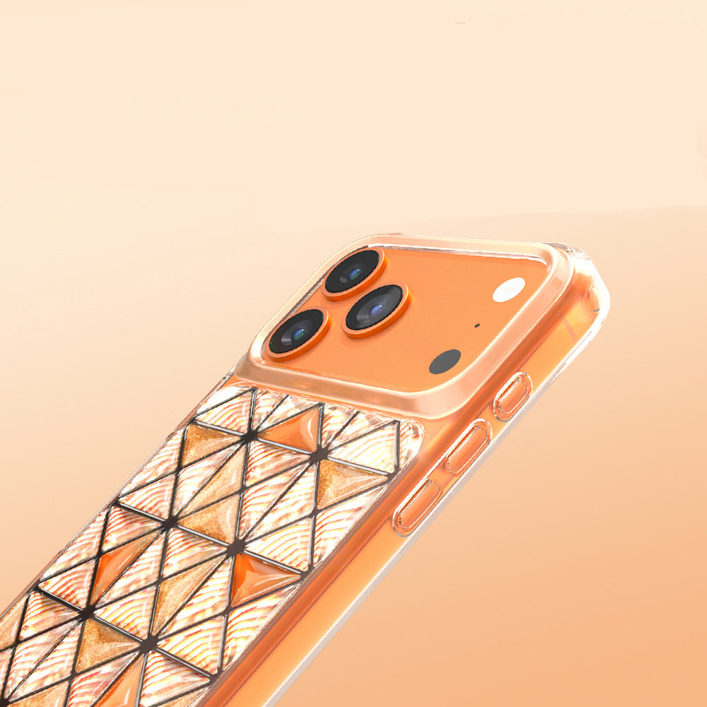 Apple iPhone 18 Pro Max Kılıf 3D Buz Blok Desenli Zore Paris Kairo TPU Kapak Turuncu