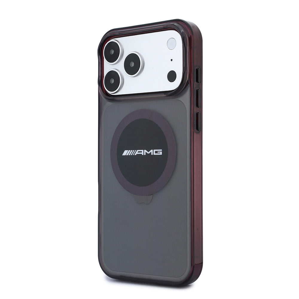 Apple iPhone 18 Pro Max Kılıf AMG Orjinal Lisanslı M-safe Şarj Özellikli Transparan IML Baskı Logolu Bicolor Block Kapak Siyah-Mor