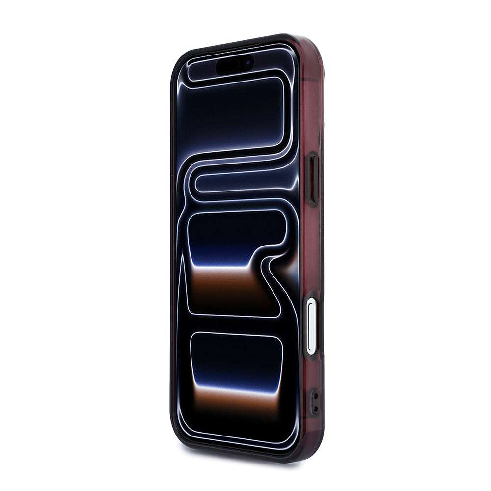 Apple iPhone 18 Pro Max Kılıf AMG Orjinal Lisanslı M-safe Şarj Özellikli Transparan IML Baskı Logolu Bicolor Block Kapak Siyah-Mor