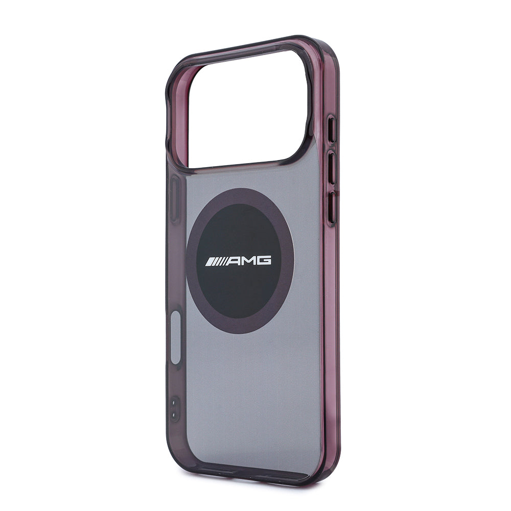 Apple iPhone 18 Pro Max Kılıf AMG Orjinal Lisanslı M-safe Şarj Özellikli Transparan IML Baskı Logolu Bicolor Block Kapak Siyah-Mor
