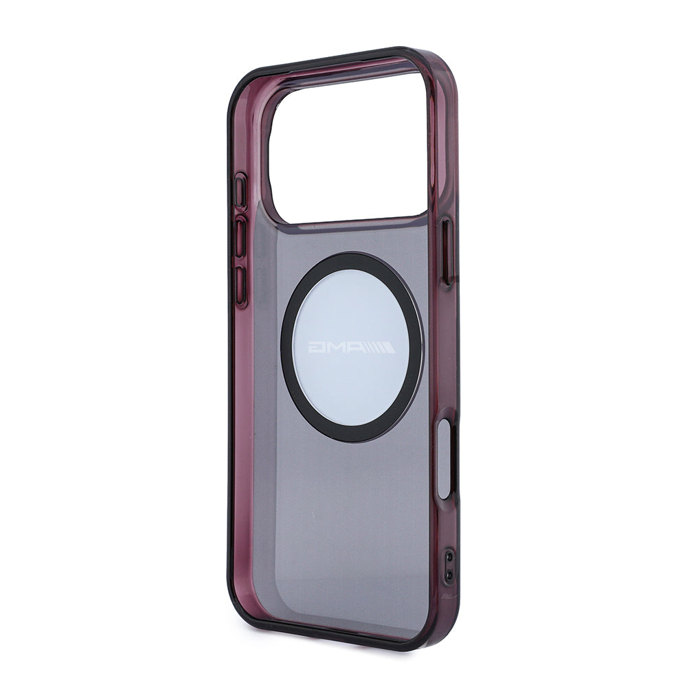 Apple iPhone 18 Pro Max Kılıf AMG Orjinal Lisanslı M-safe Şarj Özellikli Transparan IML Baskı Logolu Bicolor Block Kapak Siyah-Mor