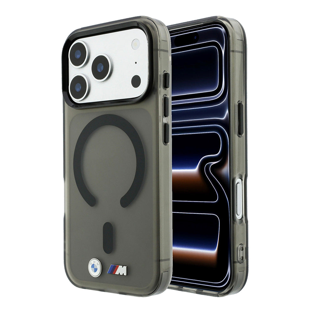 Apple iPhone 18 Pro Max Kılıf BMW Orjinal Lisanslı M-safe Şarj Özellikli Metal Buton Tasarımlı Buzlu IML Baskılı Kapak Siyah