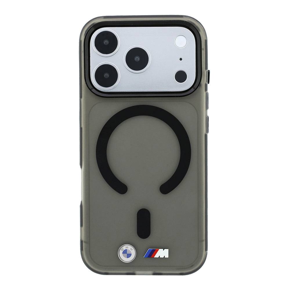 Apple iPhone 18 Pro Max Kılıf BMW Orjinal Lisanslı M-safe Şarj Özellikli Metal Buton Tasarımlı Buzlu IML Baskılı Kapak Siyah