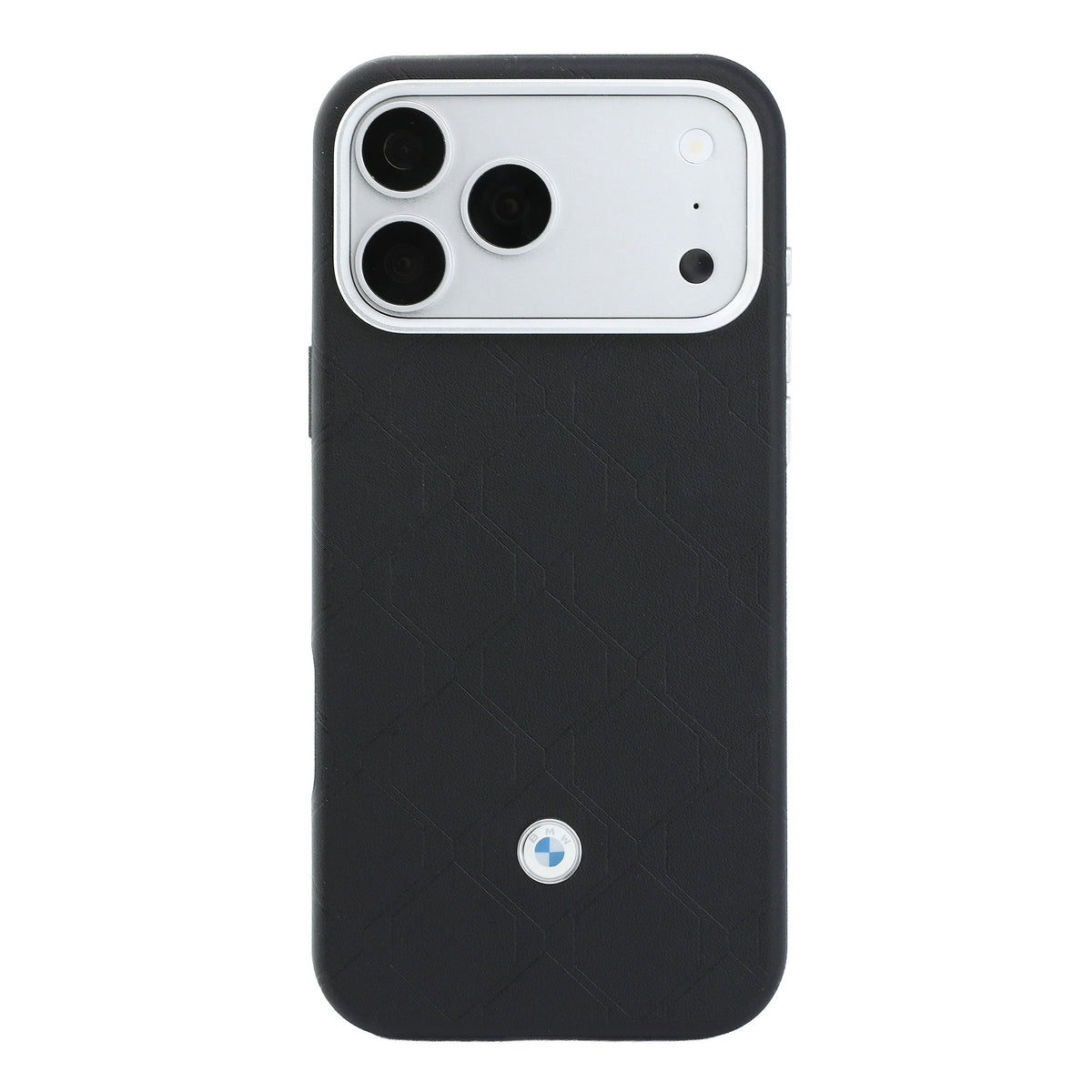 Apple iPhone 18 Pro Max Kılıf BMW Orjinal Lisanslı M-safe Şarj Özellikli Metal Logolu Kabartmalı Kapitone Deri Kartlıklı Kapak Siyah