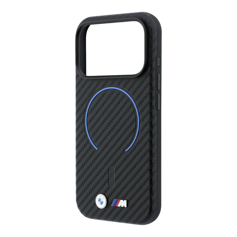 Apple iPhone 18 Pro Max Kılıf BMW Orjinal Lisanslı M-safe Şarj Özellikli PU Metal Logolu Kırmızı Halka Tasarımlı Kapak Siyah
